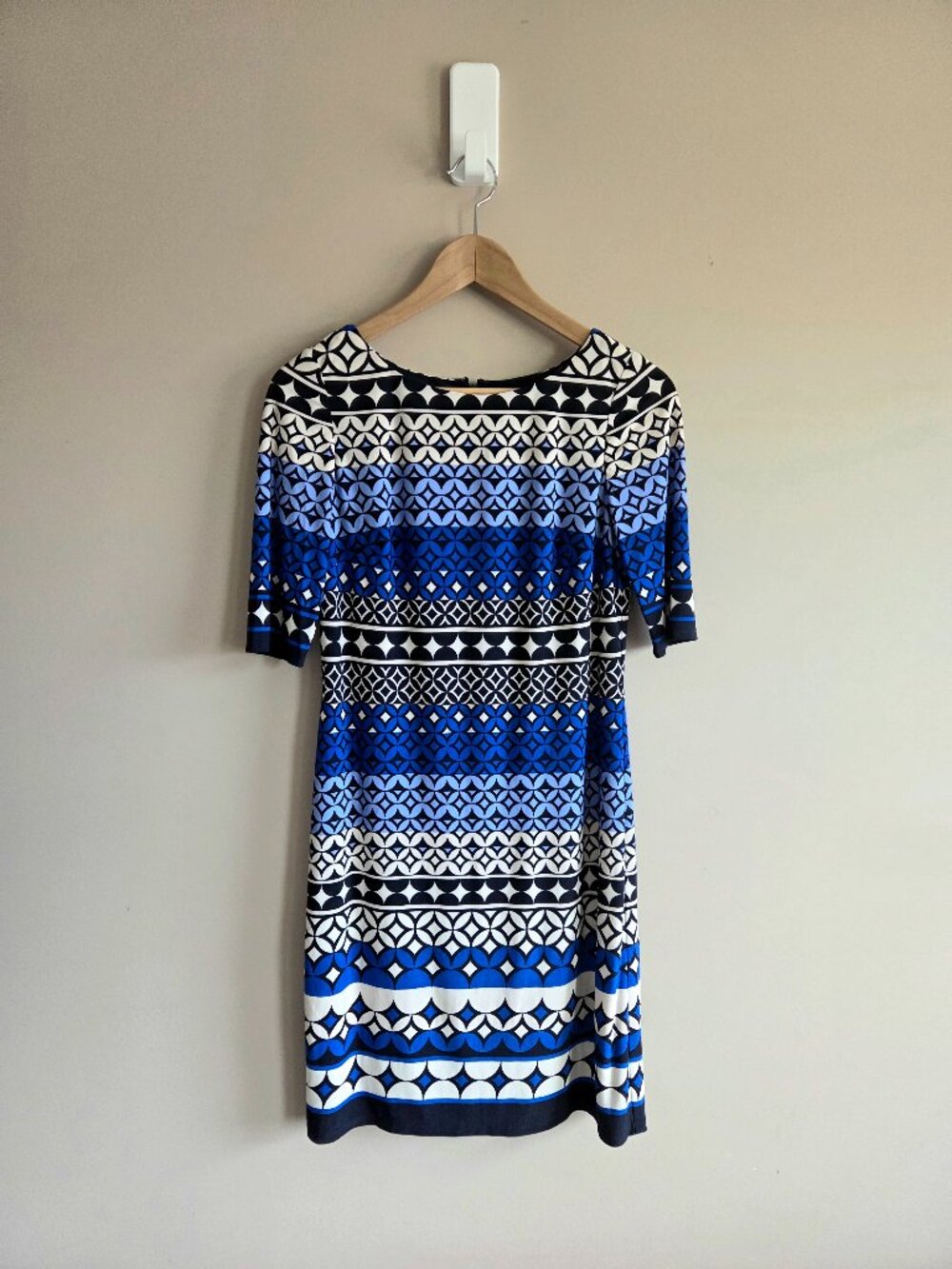 Eliza J Sheath Dress Half Sleeve Blue White Size 4